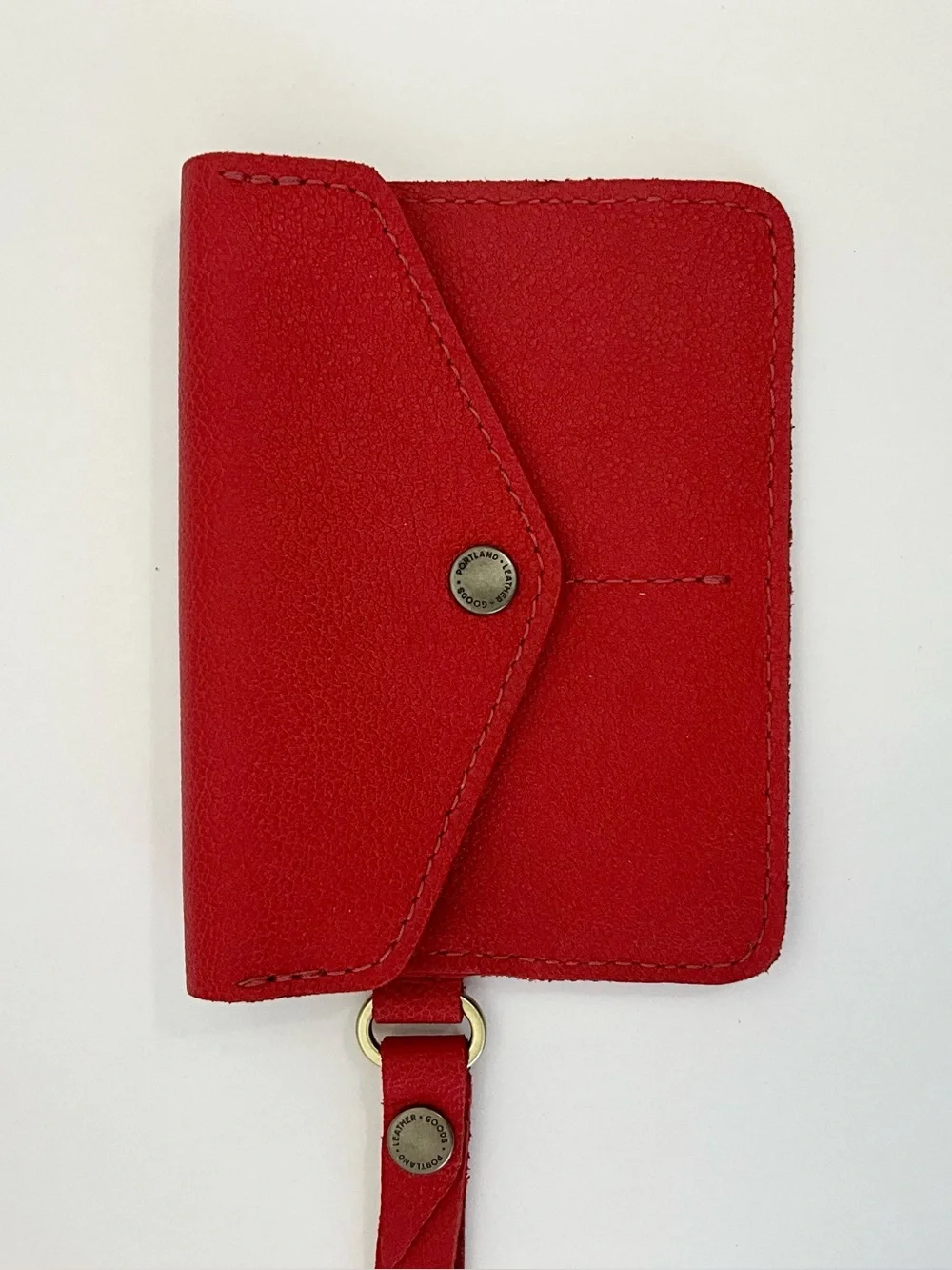 Portland Leather Passport Wristlet in Cherry-NEW